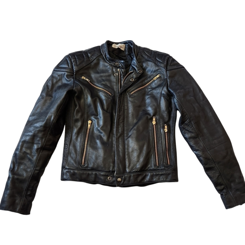 Vintage Verducci Rock n Roll Leather Biker Jacket women's Sz 38